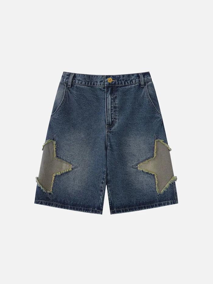 Zwoyren Star Tassel Patch Gradient Jorts