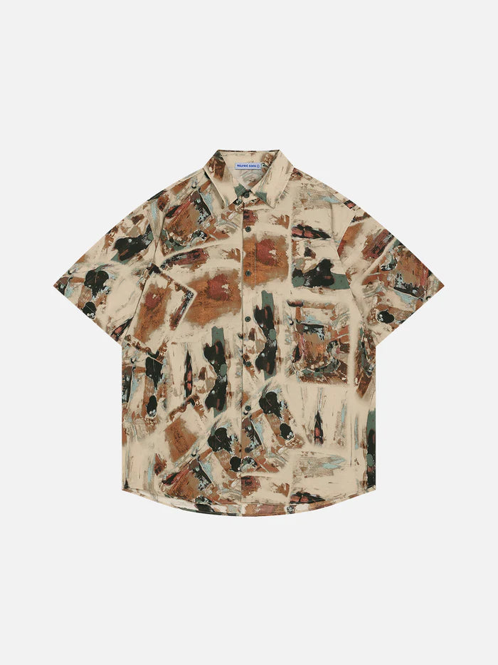 Zwoyren Graffiti Full Print Short Sleeve Shirt