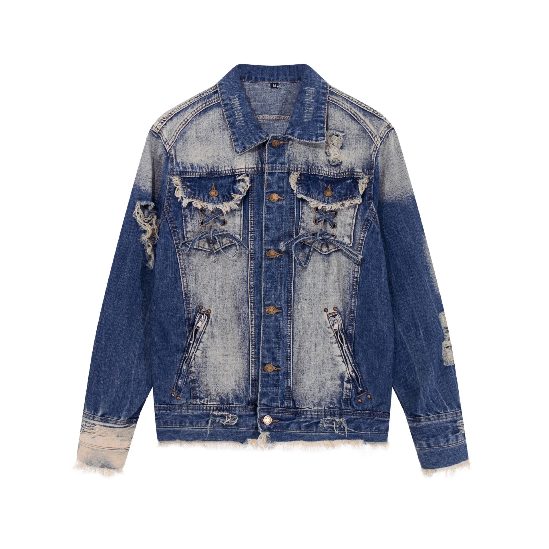 Zwoyren Distressed Denim Trucker Jacket