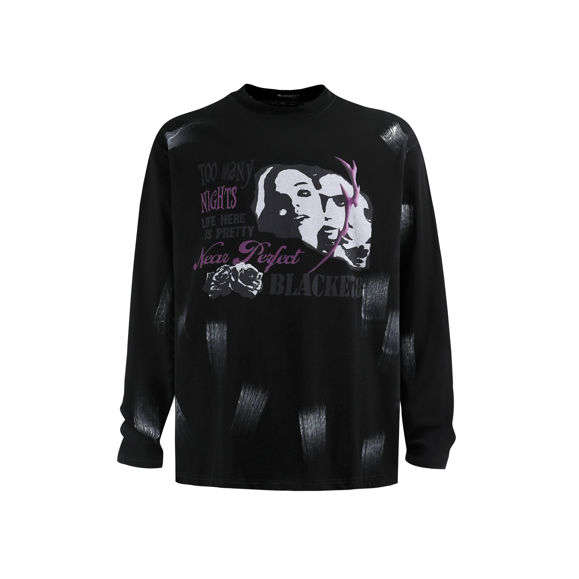 Zwoyren Street Hip-Hop Dark Graffiti Long-Sleeved T-Shirt