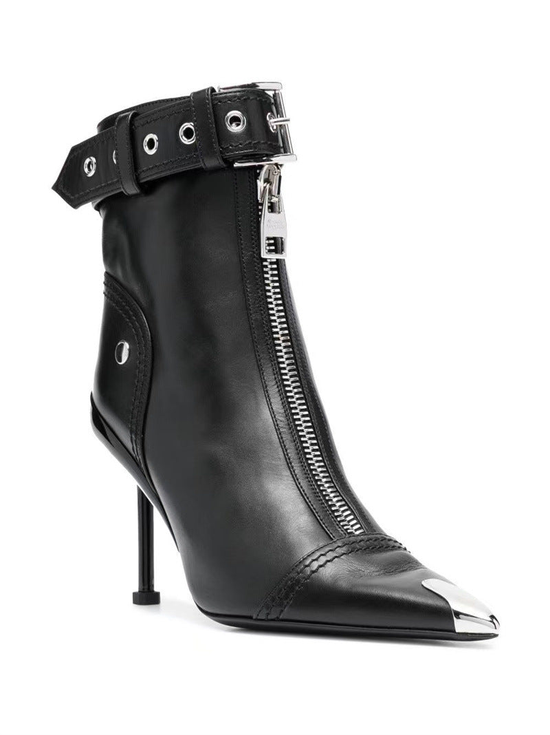 Buckled Pointed-Toe Stiletto Heels
