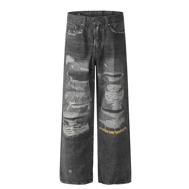 Zwoyren 3D Print Baggy Jeans