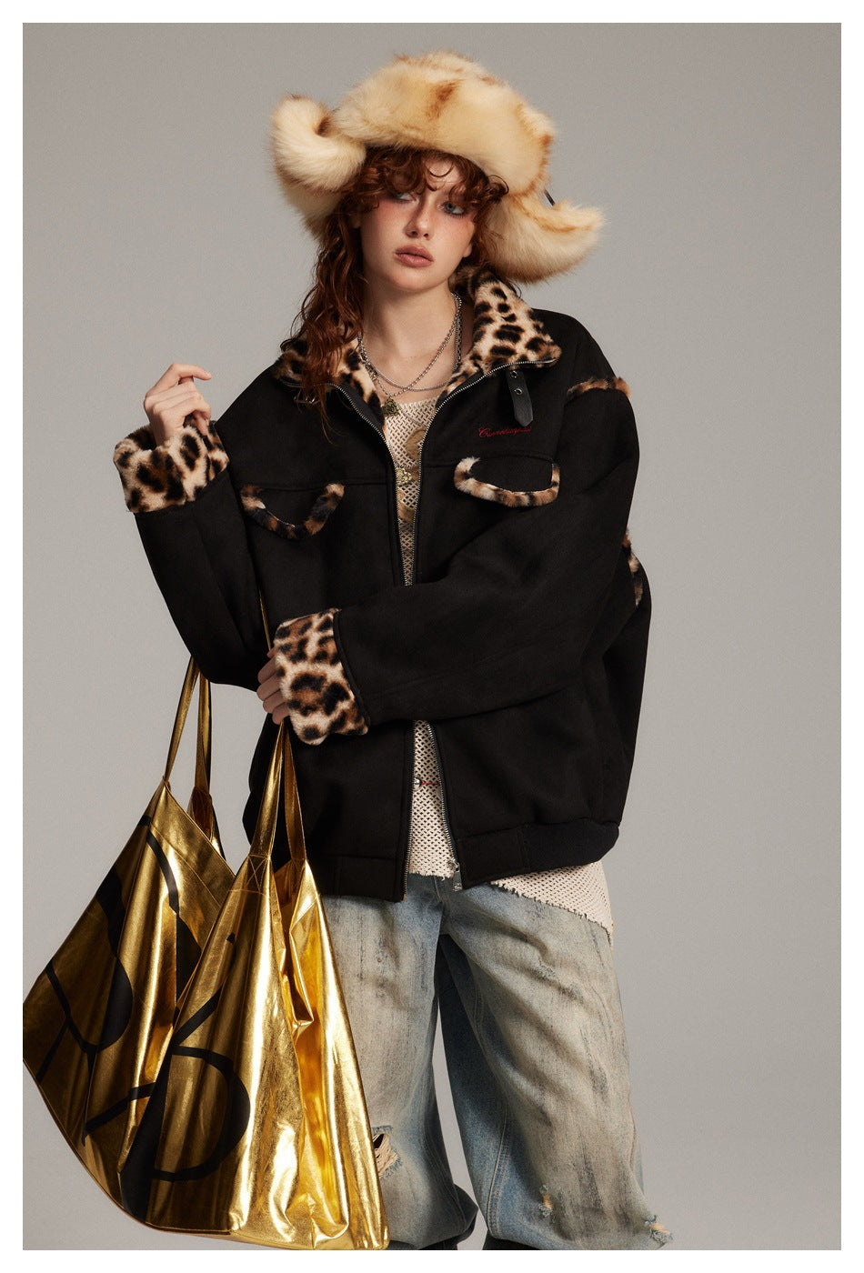Zwoyren Leopard Trim Black Jacket