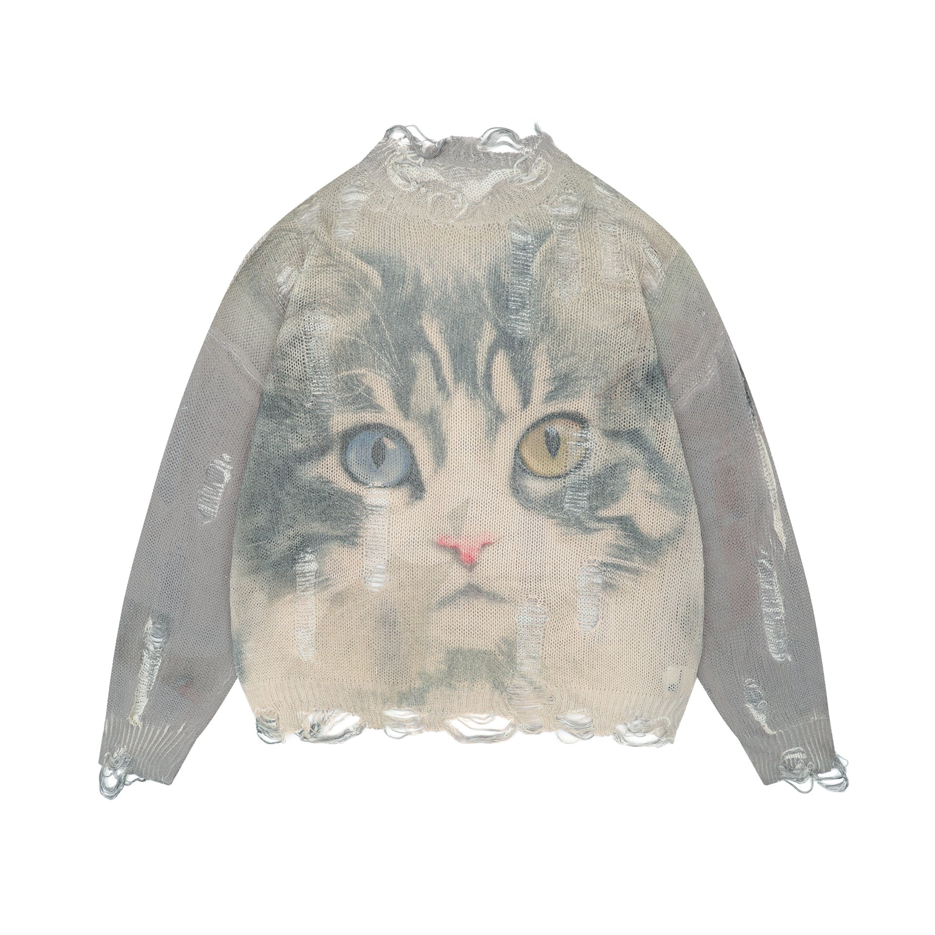 Zwoyren Heterochromia Eye Cat Graphic Sweater