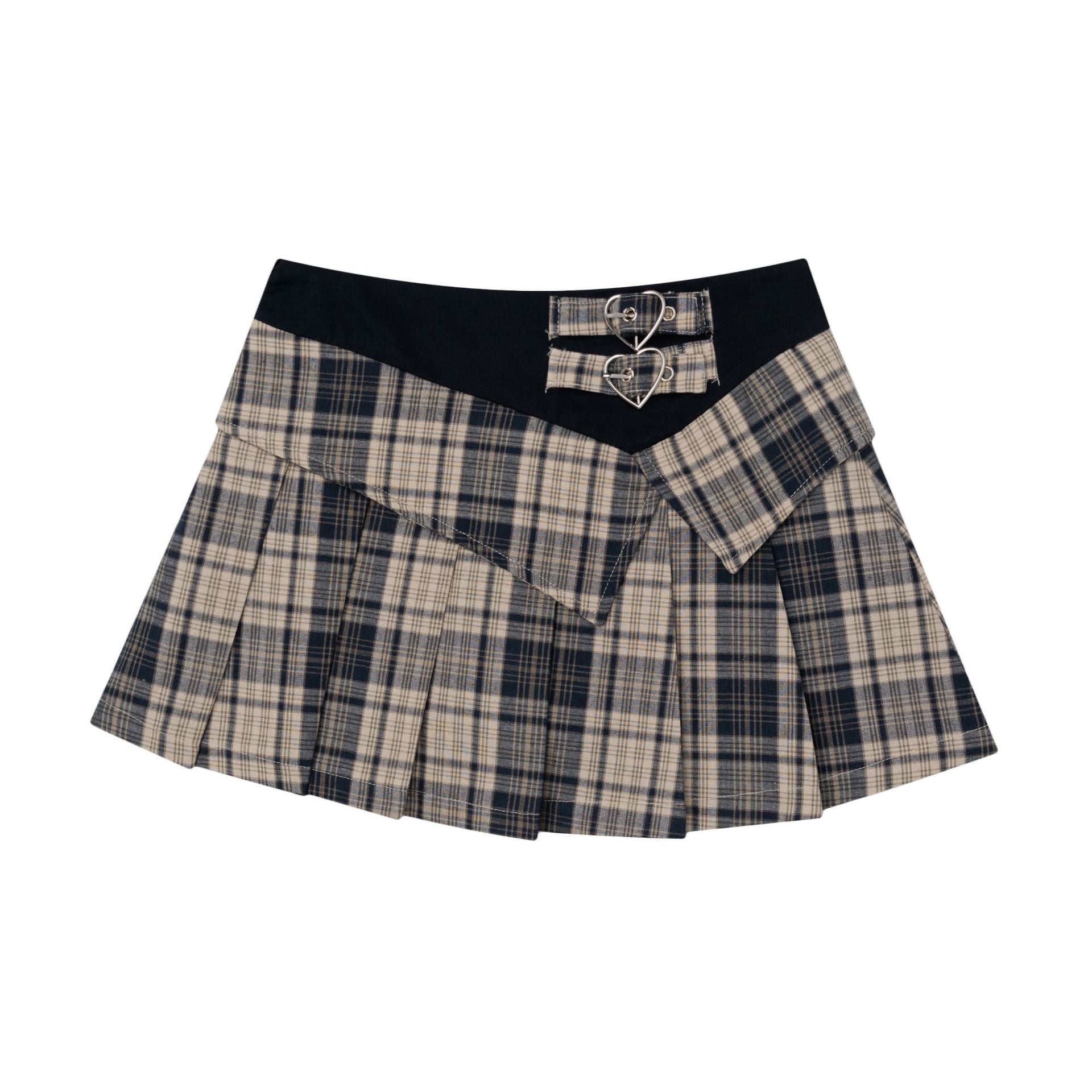 Zwoyren Pleated Plaid Mini Skirt