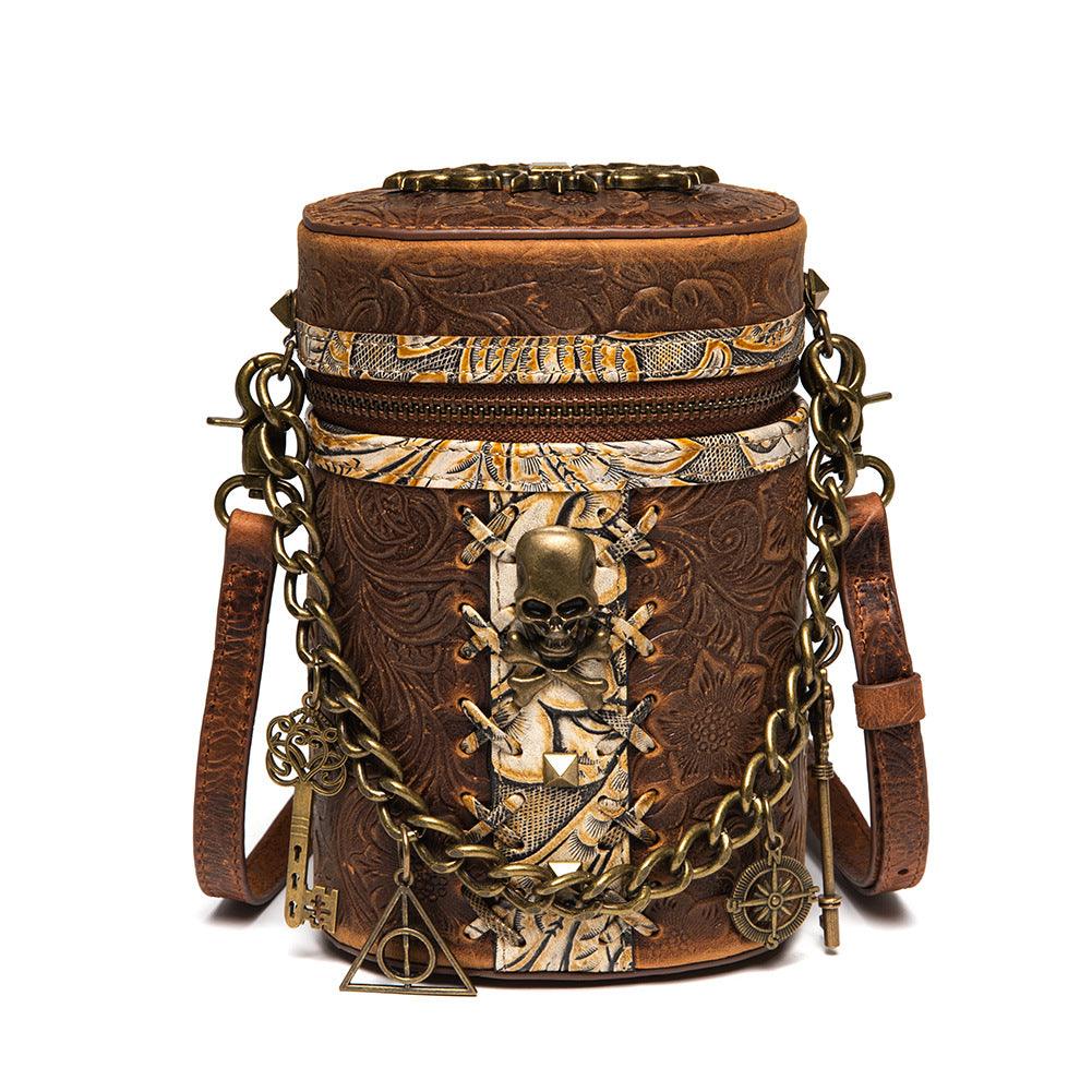 Retro Style First Layer Cowhide Bucket Bag