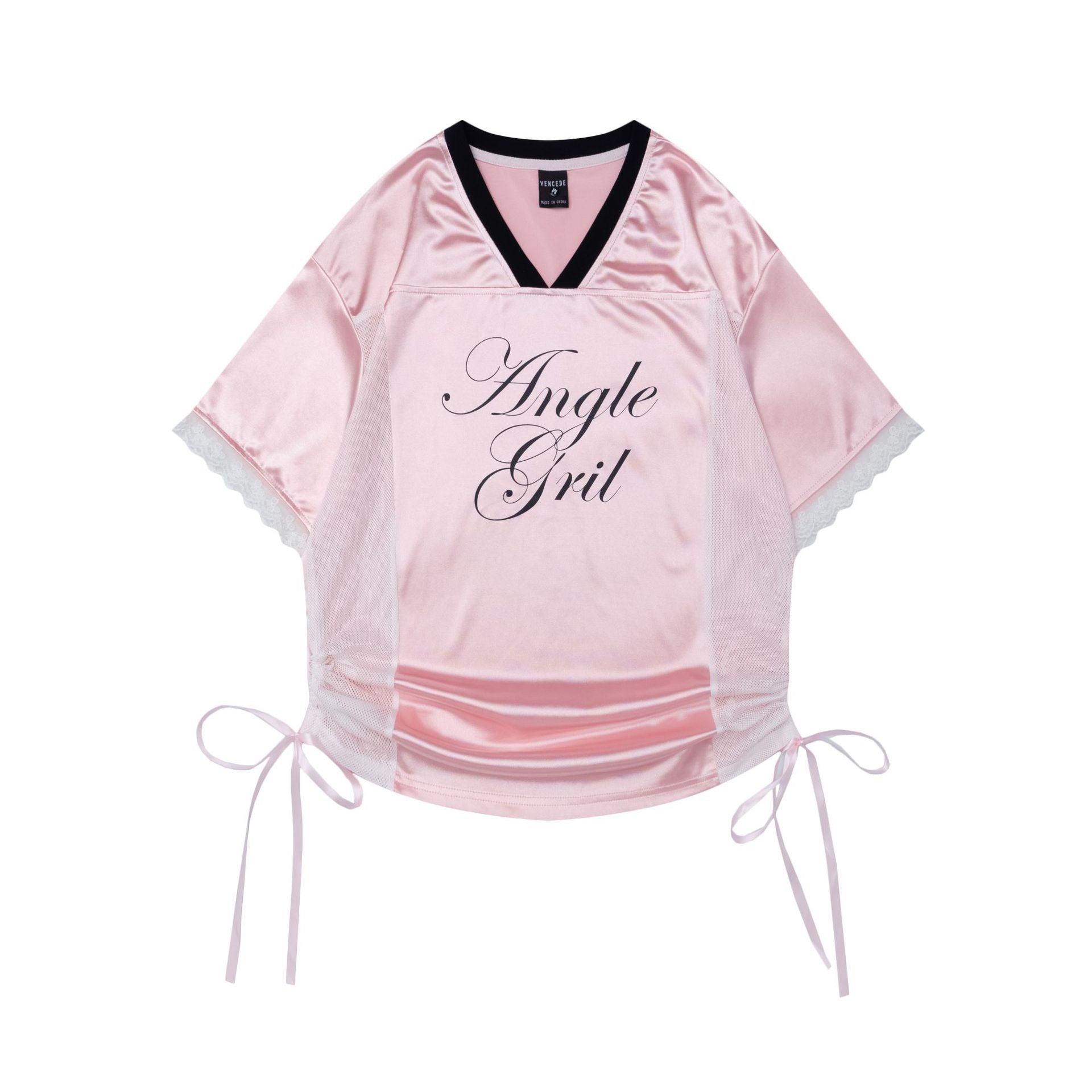 Zwoyren Satin Lace Trim T-Shirt
