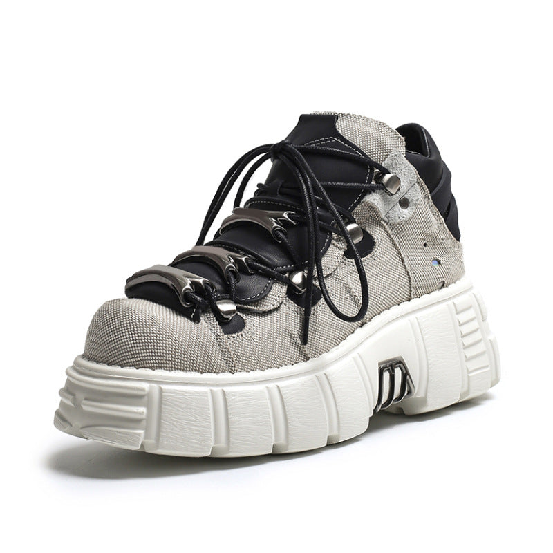 Zwoyren Gray Metal Platform Boots