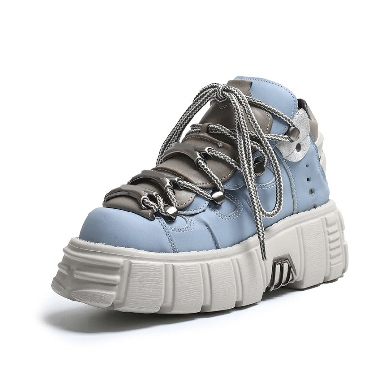 Zwoyren Blue Metal Platform Boots