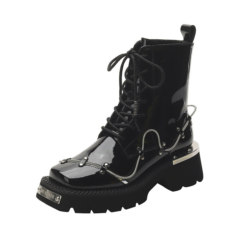 Metallic Glitter Patent Leather Boots