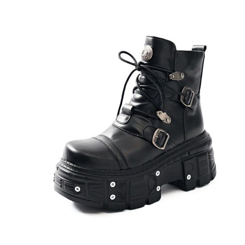 Black Platform Boots with Metal Details