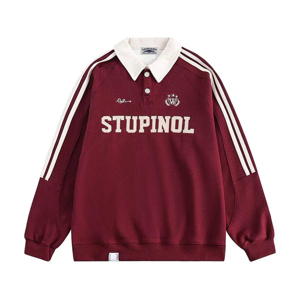 Zwoyren College Stripe Sleeve Sweatshirt