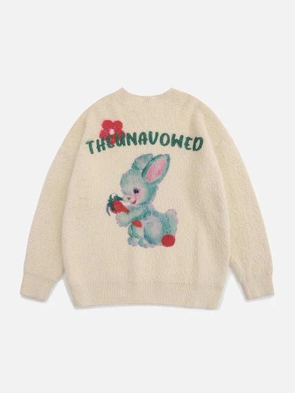 Zwoyren Cartoon Rabbit Graphic Sweater
