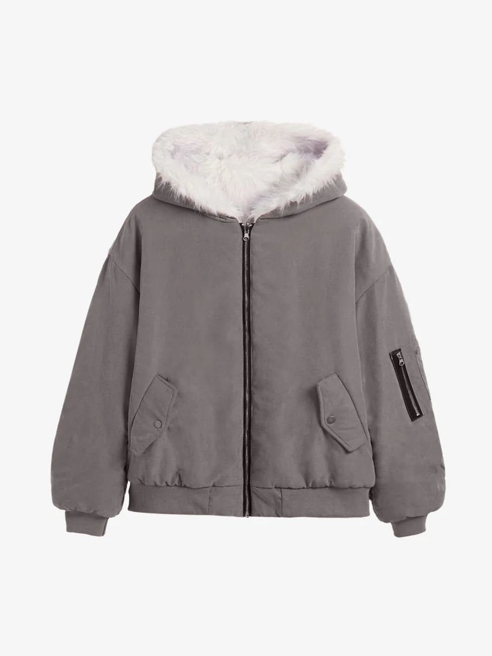 Zwoyren Oversized Reversible Fur Hooded Jacket