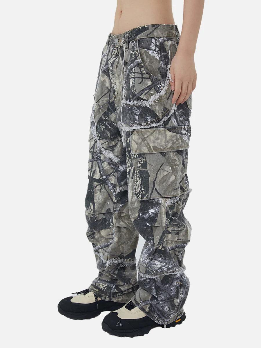 Jungle Camouflage Leaf Loose Fit Straight Leg Pants