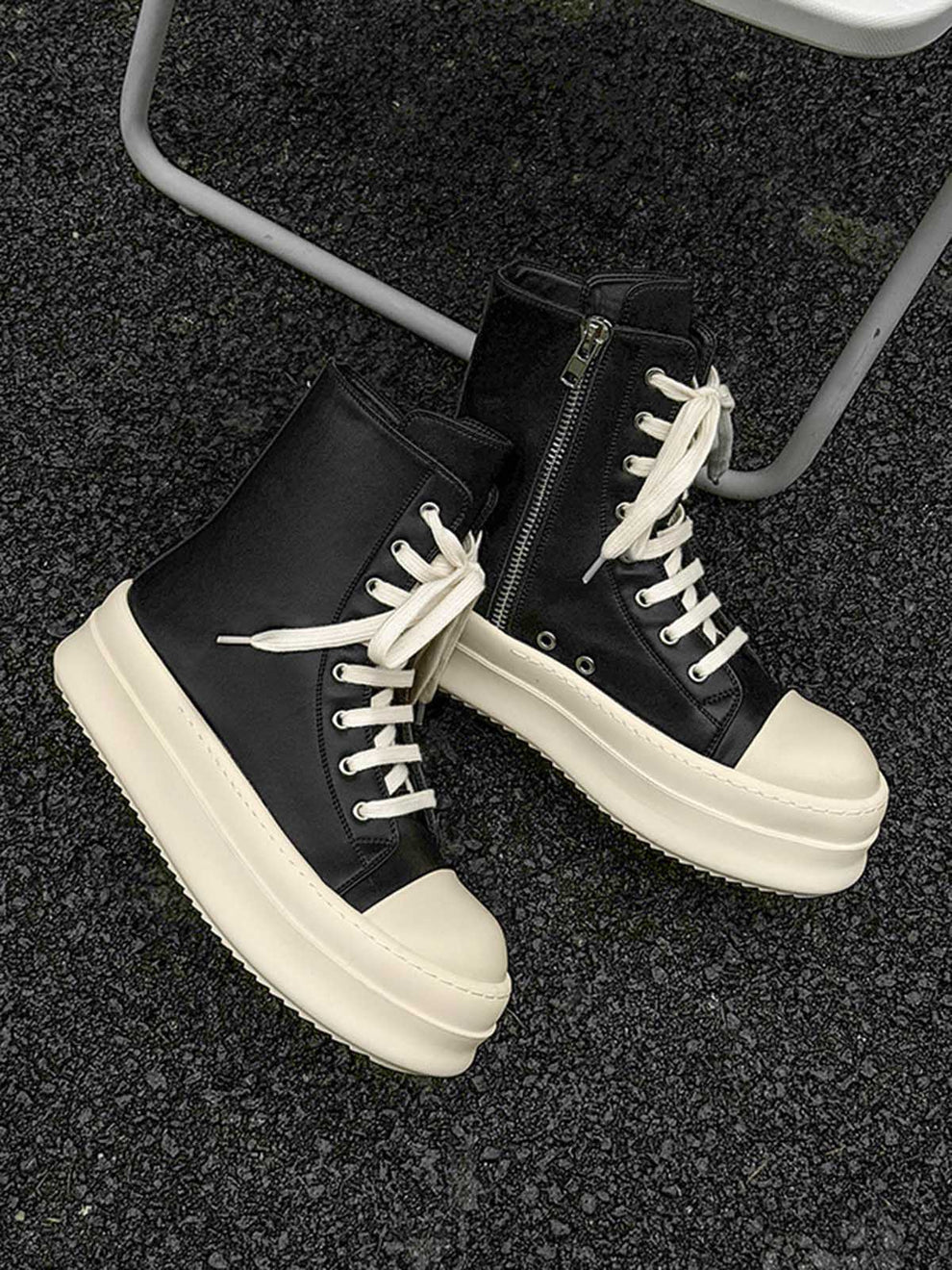High-top Side Zipper Platform Sneakers