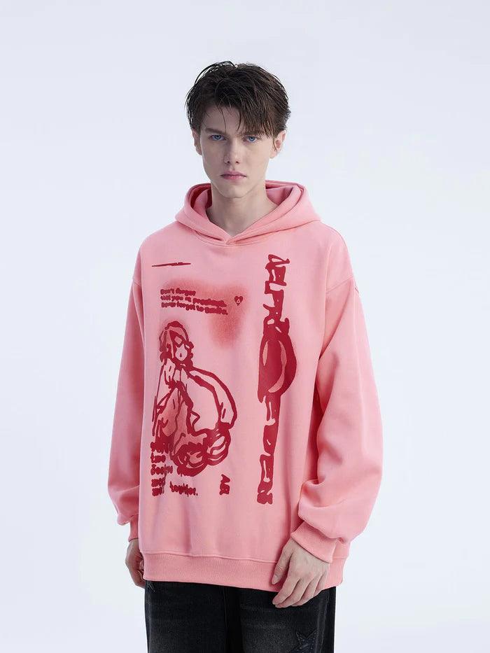 Cartoon Figure Print Hoodie