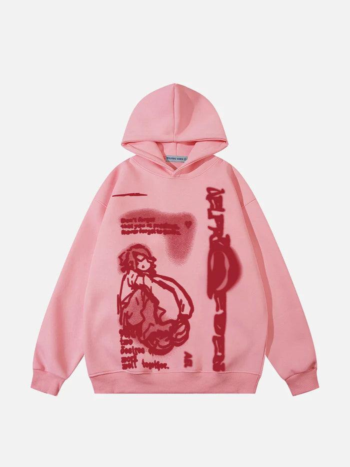 Cartoon Figure Print Hoodie