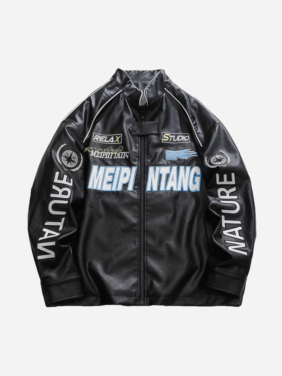 Motorcycle Leather Oversize Bomber Jackets