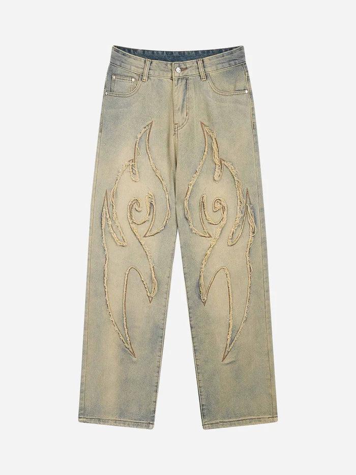 zwoyren, zwoyren.com, American Embroidered Straight-Leg Jeans