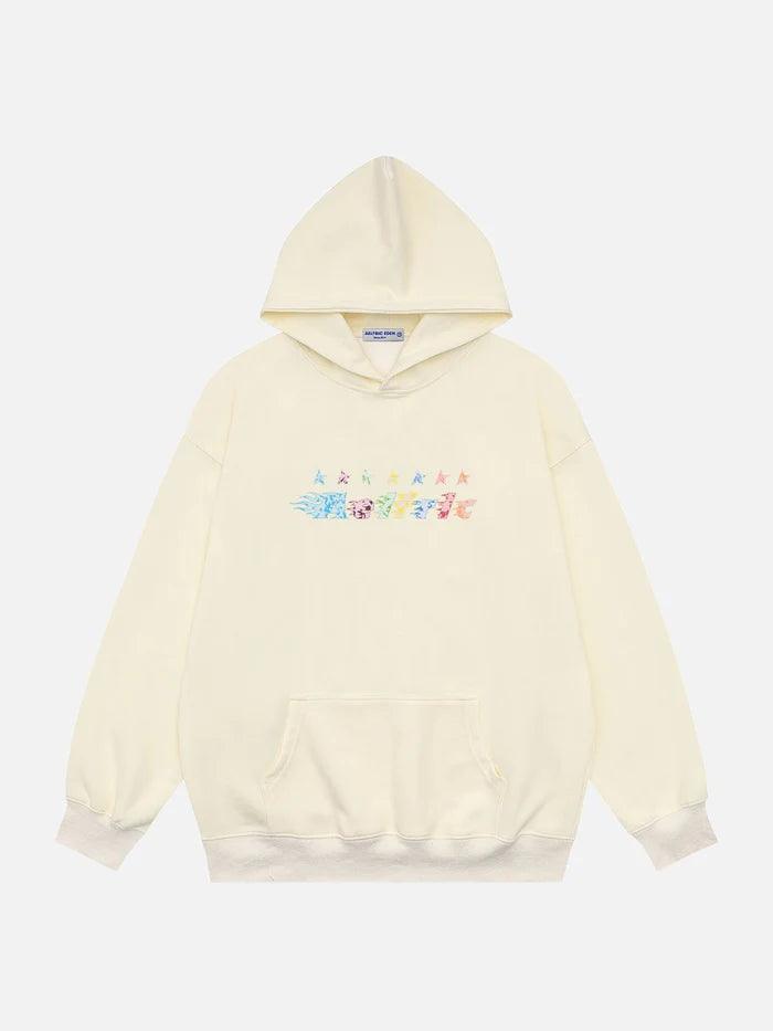 Star Embroidery Graffiti Hoodie