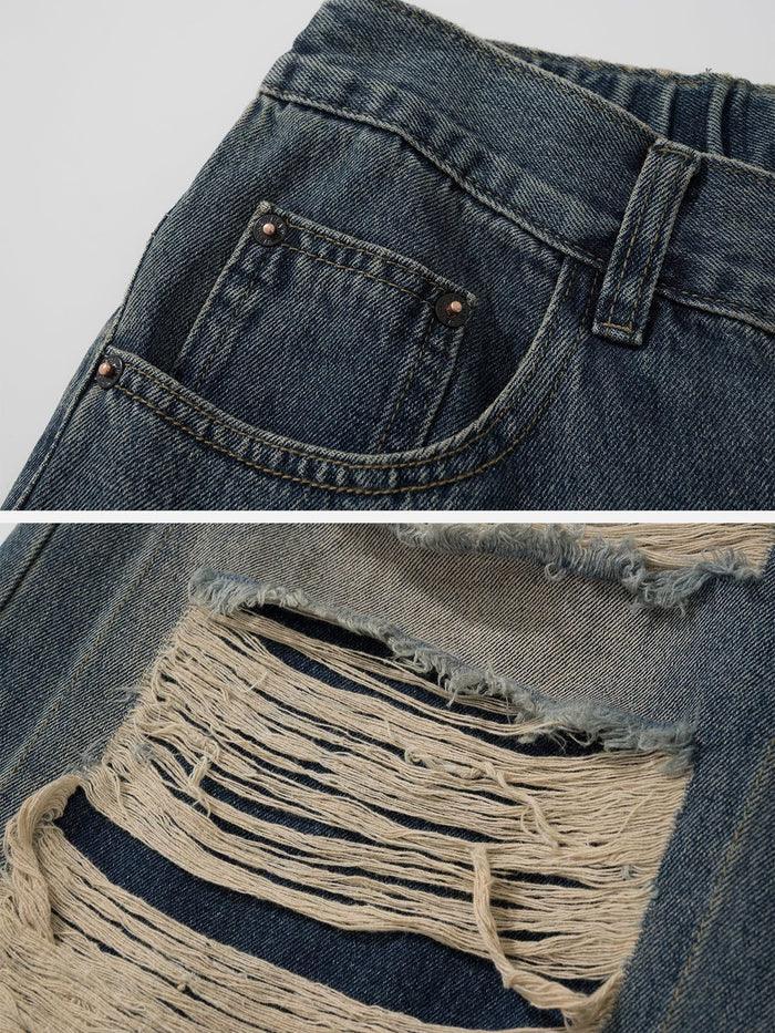 Distressed Design Loose Jeans