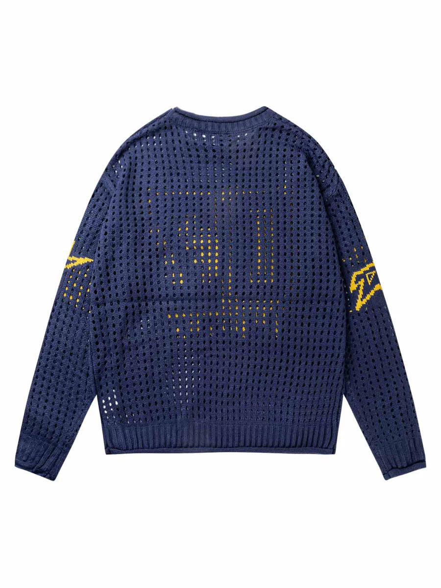 Zwoyren Openwork Jersey Knit Sweater