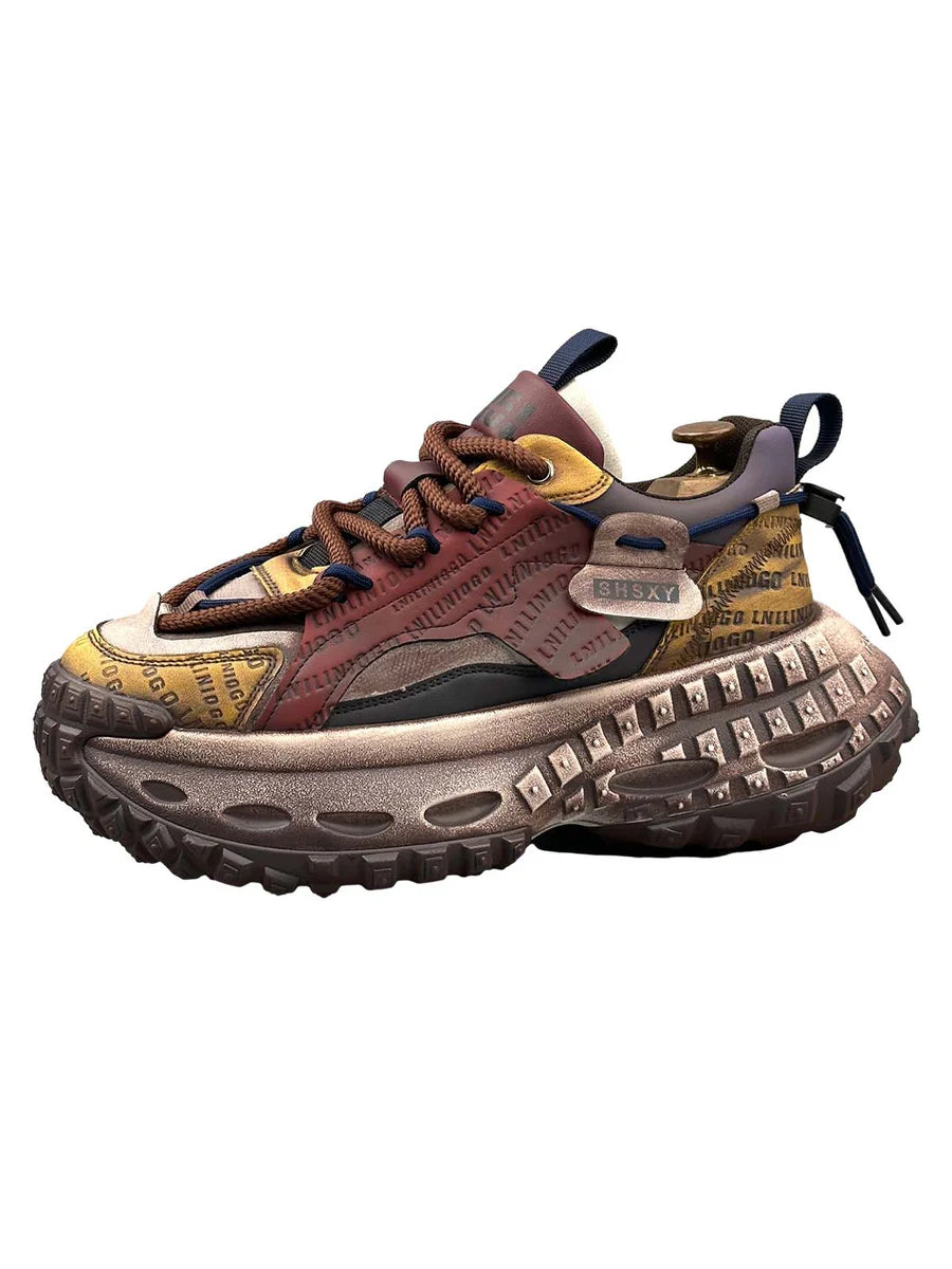 Zwoyren Stitching Letter Tire Sole Platform Sneakers