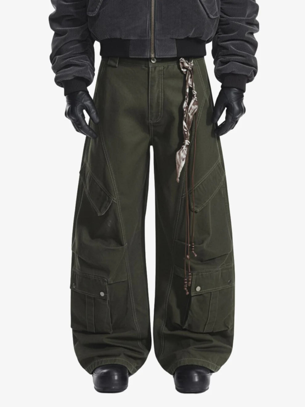Zwoyren Draped Deconstructed Wide Cargo Pant