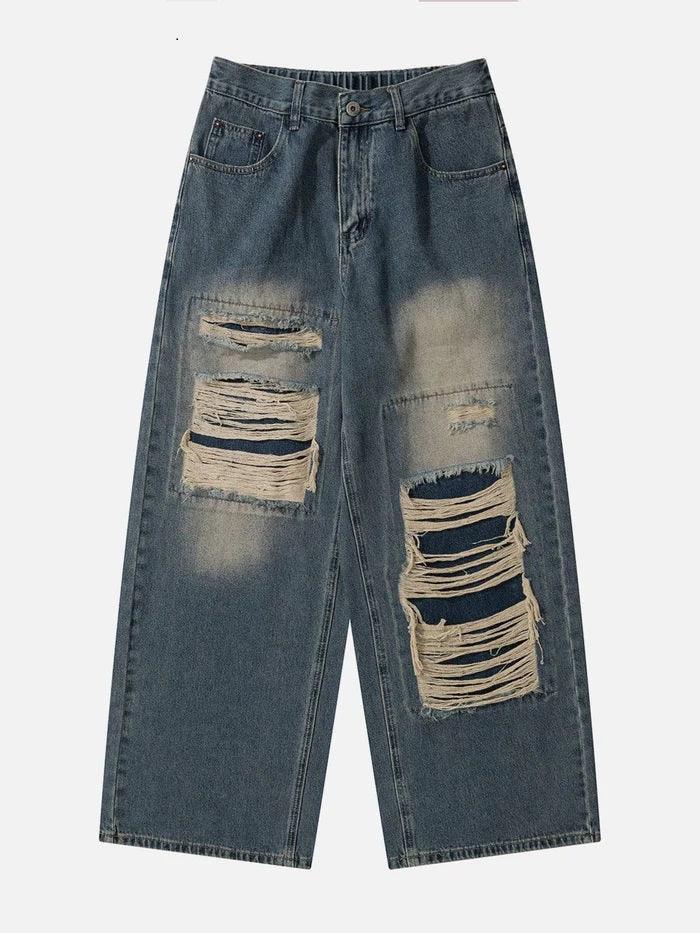 Distressed Design Loose Jeans