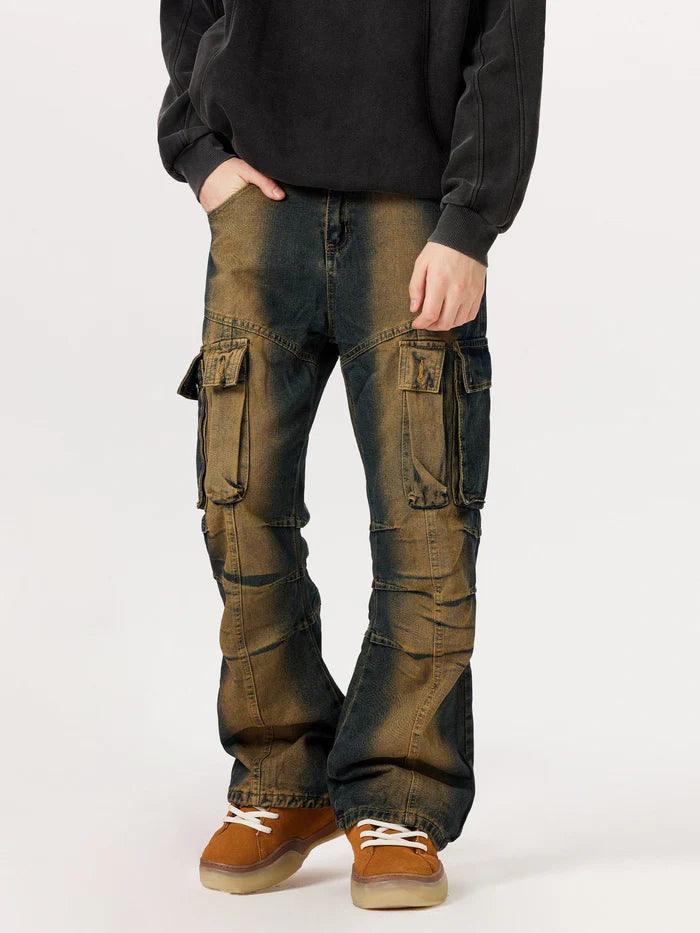 Zwoyren Multi Pocket Washed Cargo Jeans