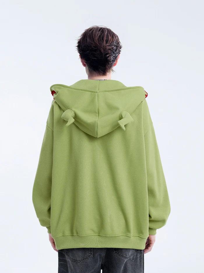 Horn Design Flocking Spider Hoodie