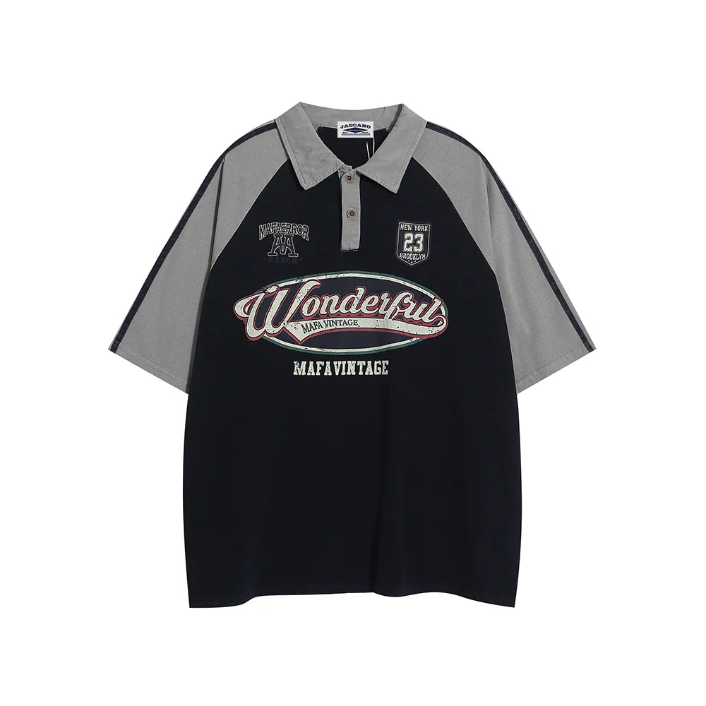 Zwoyren Vintage Streetwear Graphic Polo T-shirt