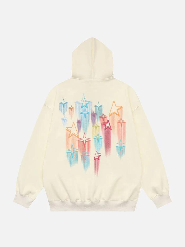 Star Embroidery Graffiti Hoodie