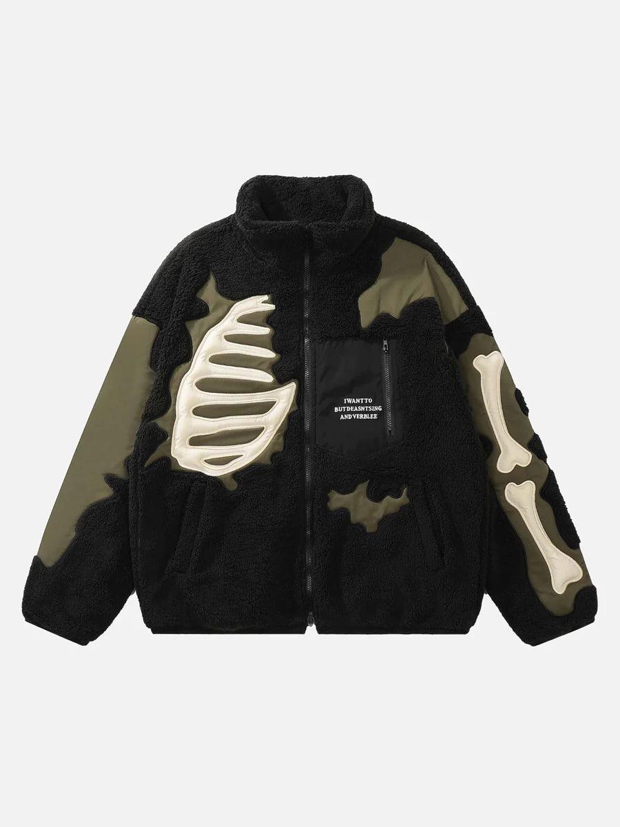 Street Retro Skull Loose Lambswool Jacket