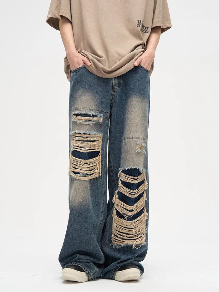 Distressed Design Loose Jeans