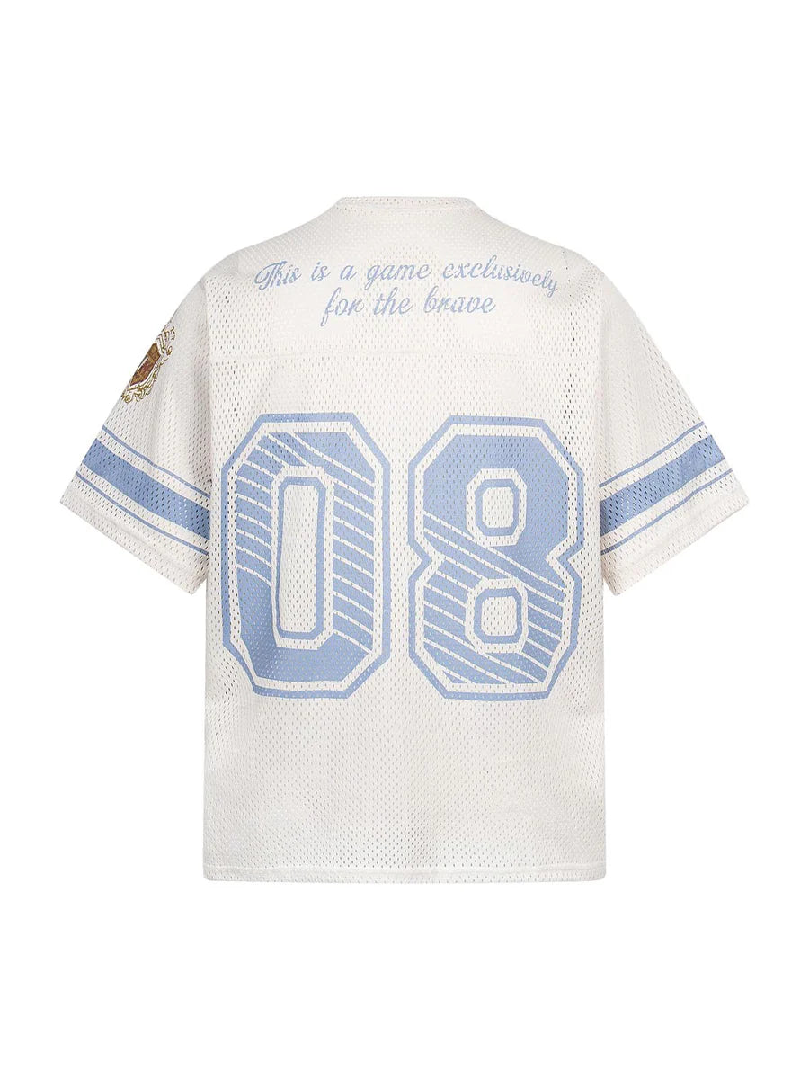 Zwoyren Retro Hollow Digital Stripe Print Jersey T-Shirt
