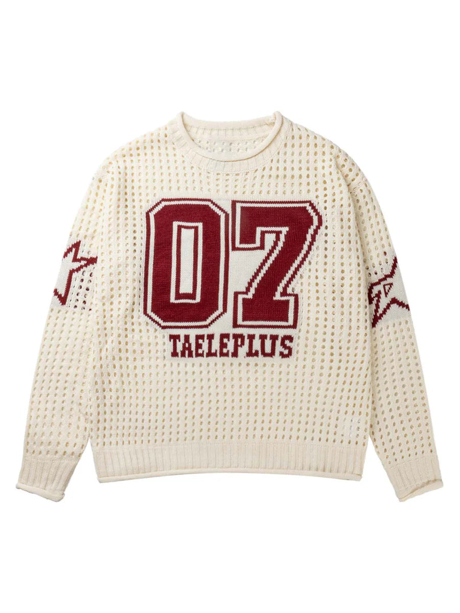 Zwoyren Openwork Jersey Knit Sweater