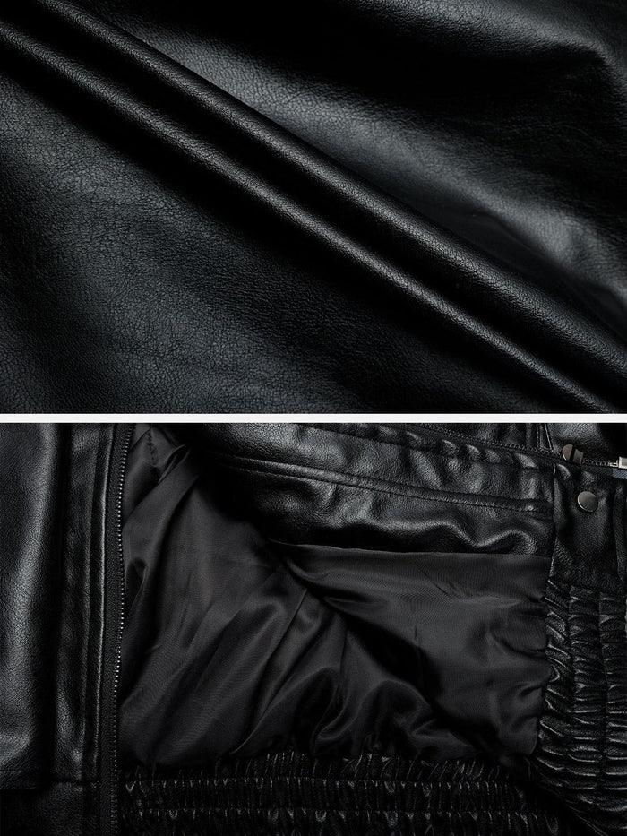 Zwoyren Solid Color Faux Leather Jacket