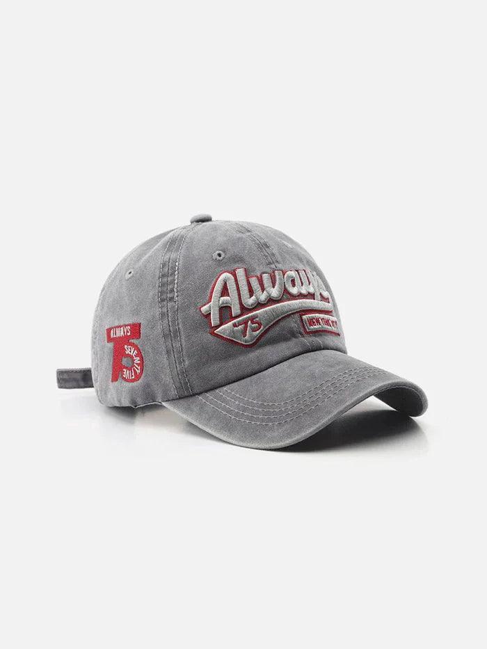 Washed Embroidered Letter Baseball Cap