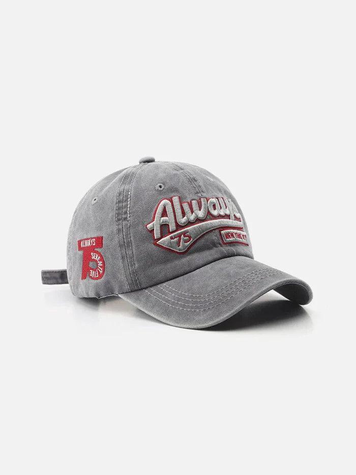Washed Embroidered Letter Baseball Cap 