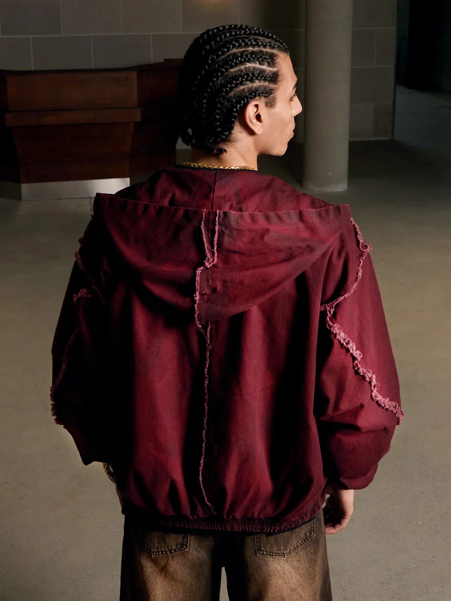 Zwoyren Washed Distressed Fur Hooded Jacket