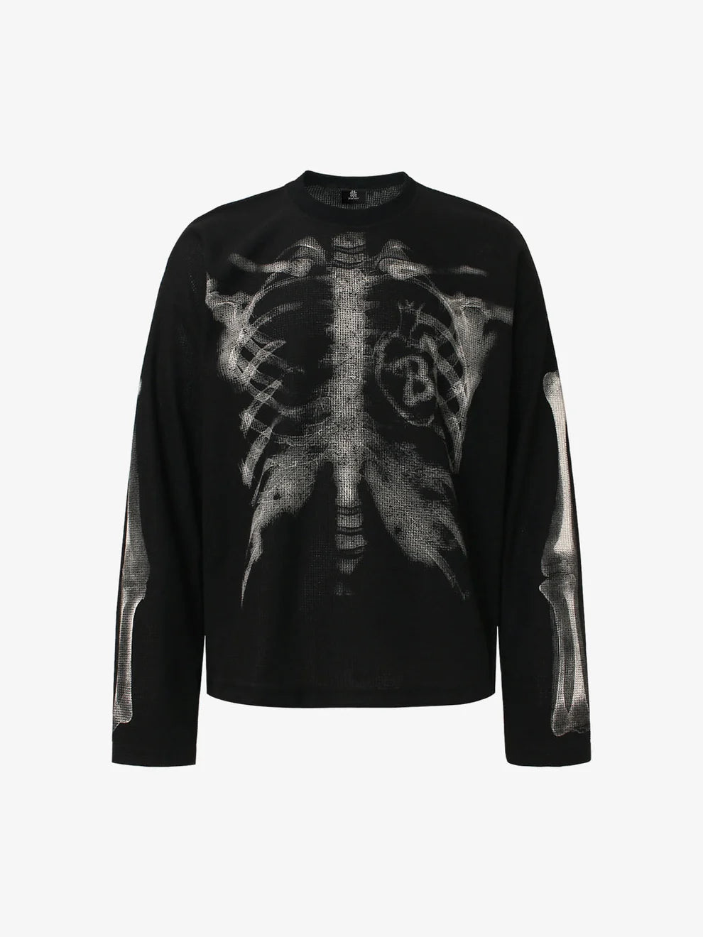 Skeleton Graphic Waffle Crewneck Sweatshirt