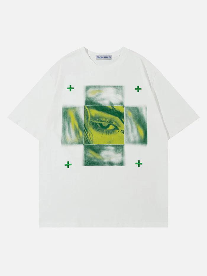 Zwoyren Blurring Eye Print Tee