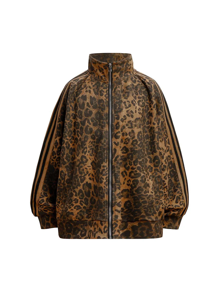 Zwoyren Cheetah Print Suede Tracksuit