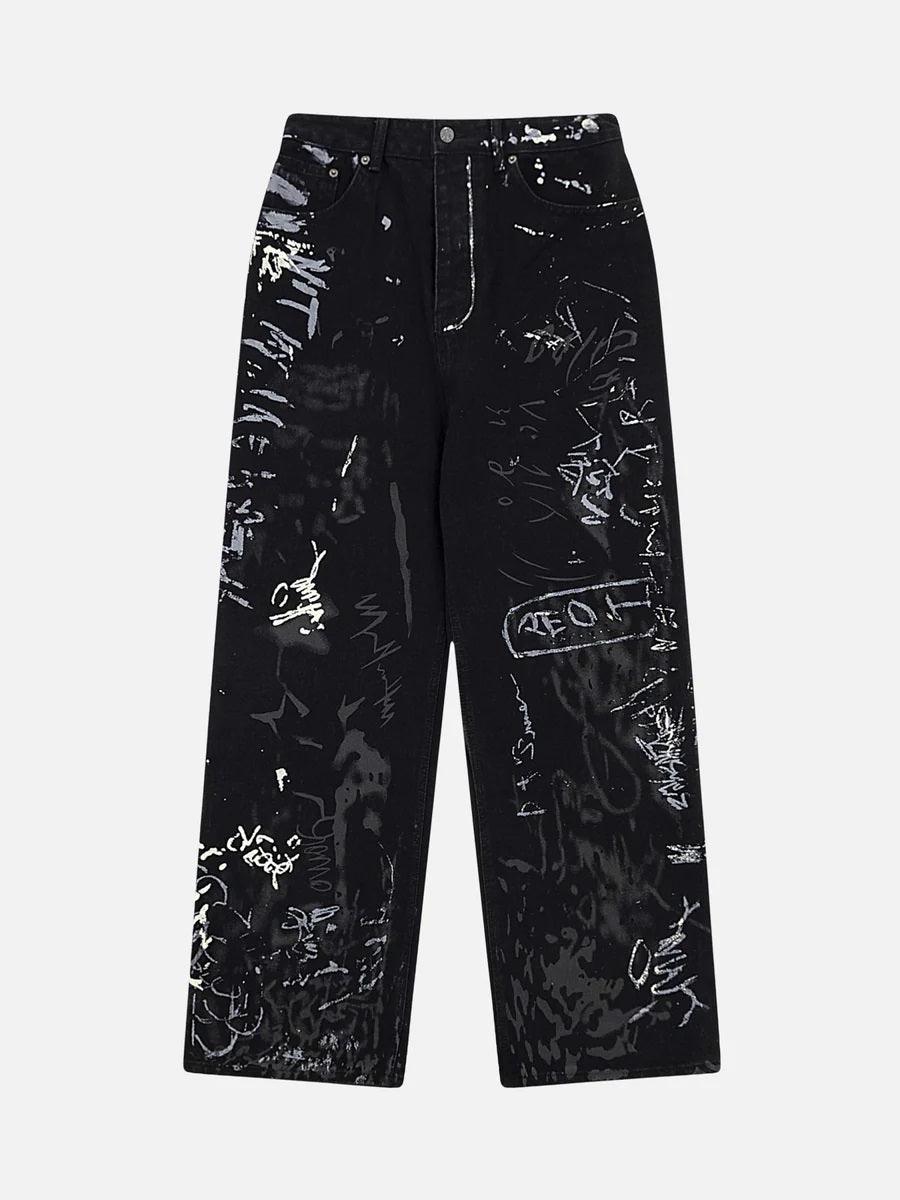 zwoyren, zwoyren.com, American Graffiti Letter Print Jeans