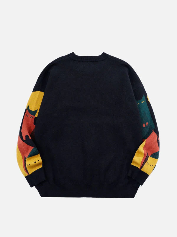 Color Blocking Cat Sweater