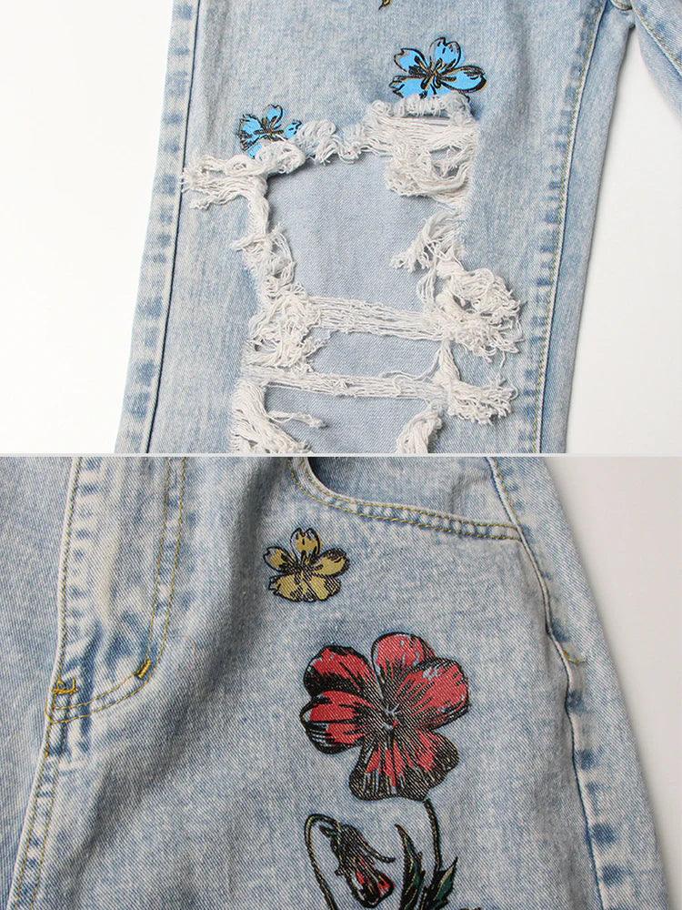 Flower High Waist Jean