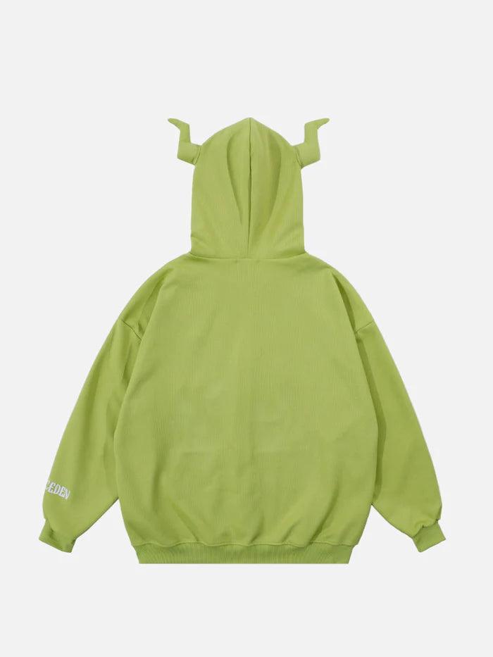 Horn Design Flocking Spider Hoodie