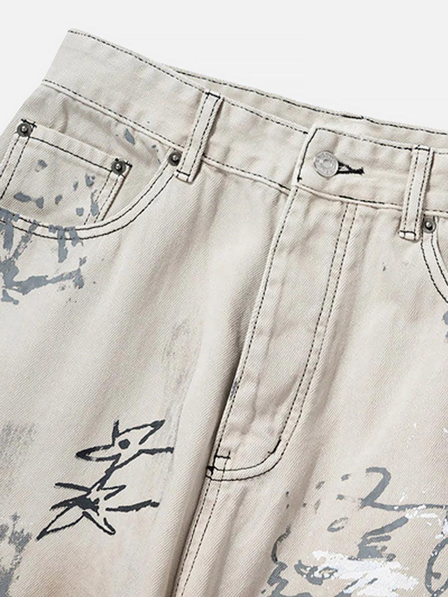 Hand-painted Graffiti Baggy Jeans